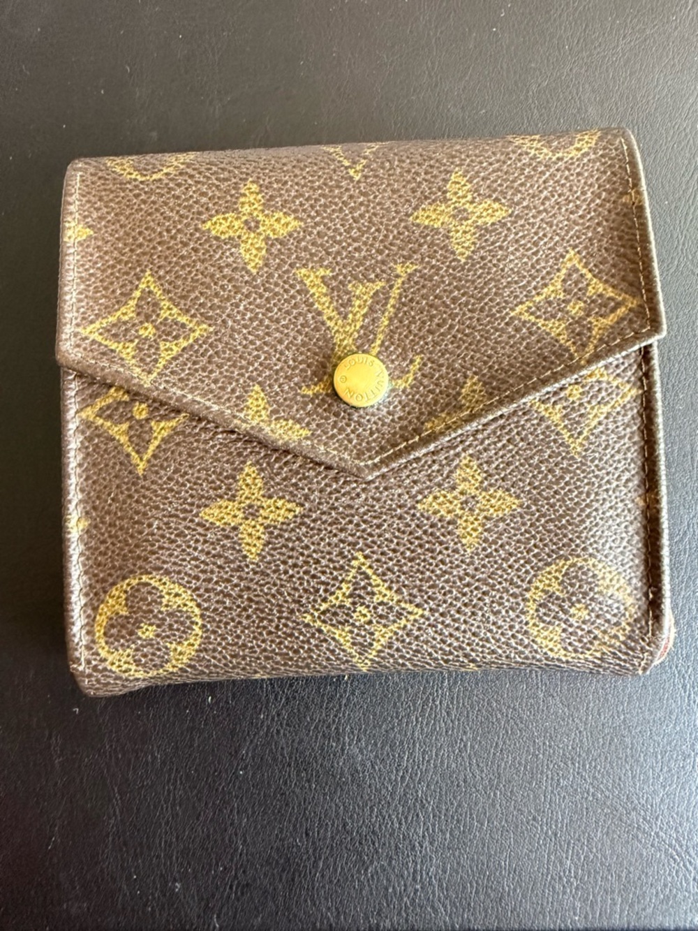 Louis Vuitton Monogram Canvas Envelope Wallet in Brown and Gold